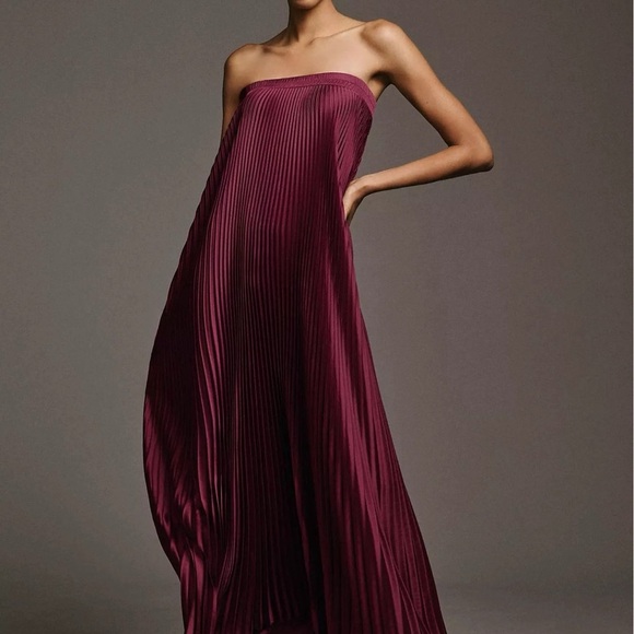 L’IDÉE Strapless Red cherry Pleated Gown Dress - Picture 11 of 15